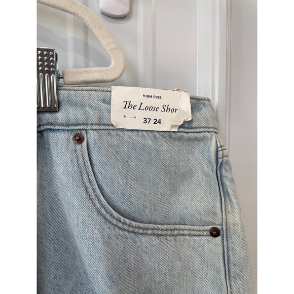 Abercrombie and Fitch Shorts Size 37 High Rise Loose Light Wash Denim Casual NEW - Picture 3 of 9